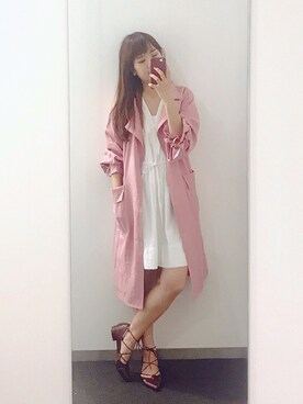 「ピンクトレンチコート」｜❤テイ❤さん（レディース・160cm）の秋コーディネート