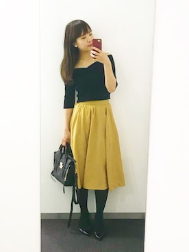 「マスタードイエロー」｜❤テイ❤さん（レディース・160cm）の冬コーディネート