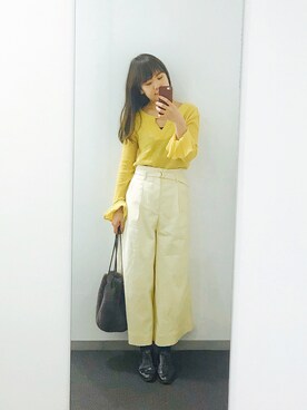 「マスタードイエロー」｜❤テイ❤さん（レディース・160cm）の冬コーディネート