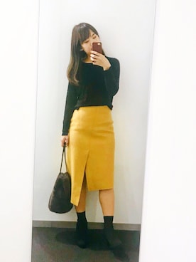 「マスタードイエロー」｜❤テイ❤さん（レディース・160cm）の冬コーディネート