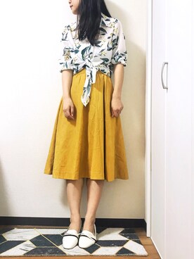 「マスタードイエロー」｜❤テイ❤さん（レディース・160cm）の秋コーディネート