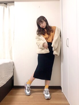 「もふもふアウター」｜❤テイ❤さん（レディース・160cm）の春コーディネート