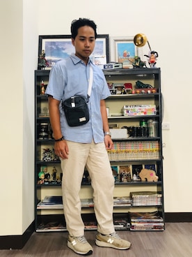 「COP（シーオーピー）のアイテム（バッグ）」を使った、Ú-Sêng Tânさん（メンズ・166cm）の夏コーディネート