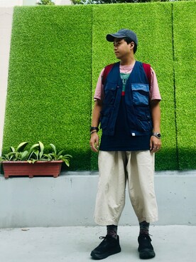「Guess（ゲス）のアイテム（シャツ/ブラウス）」を使った、Ú-Sêng Tânさん（メンズ・165cm）の秋コーディネート