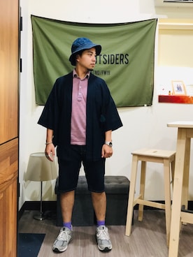 「carhartt」｜「アイテム（ダウンジャケット/コート）」を使った、Ú-Sêng Tânさん（メンズ・166cm）の春コーディネート