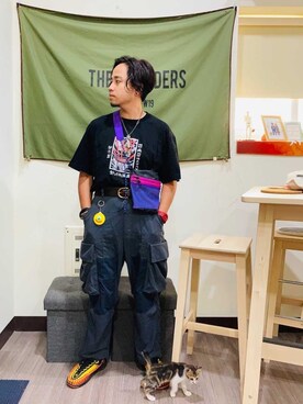 「GOOPiMADE」｜「アイテム（サンダル）」を使った、Ú-Sêng Tânさん（メンズ・167cm）の夏コーディネート
