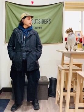 「EDWIN」｜「アイテム（ダウンジャケット/コート）」を使った、Ú-Sêng Tânさん（メンズ・167cm）の冬コーディネート