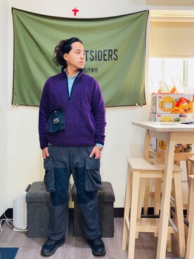 「GOOPiMADE」｜「アイテム（スウェット）」を使った、Ú-Sêng Tânさん（メンズ・167cm）の冬コーディネート