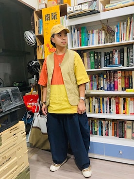 「GOOPiMADE」｜「アイテム（キャップ）」を使った、Ú-Sêng Tânさん（メンズ・167cm）の春コーディネート