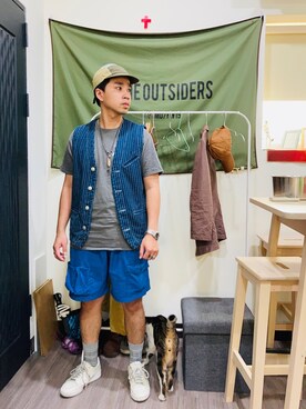 「THE NERDYS（ザ ナーディーズ）のアイテム」を使った、Ú-Sêng Tânさん（メンズ・167cm）の夏コーディネート