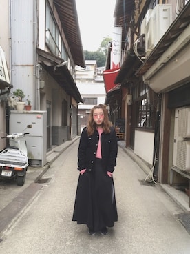 「袴パンツ」｜「アイテム（デニムジャケット）」を使った、しえる。さん（レディース・165cm）の春コーディネート