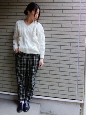 「kate spade new york kids（ケイトスペードニューヨーク）のアイテム（シューズ）」を使った、anrumi.さん（レディース・151cm）の冬コーディネート