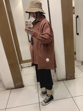 「アイテム（ピーコート、オレンジ系）」を使った、谜一样的女子さん（レディース・165cm）の冬コーディネート
