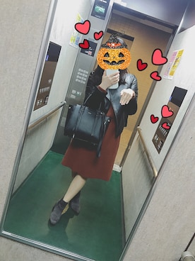 「NATURAL BEAUTY BASIC（ナチュラルビューティーベーシック）のアイテム（ライダースジャケット）」を使った、papandaさん（レディース・154cm）の秋コーディネート