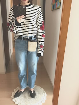 「お買い物」｜「アイテム（サンダル）」を使った、リンゴさん（レディース・159cm）の春コーディネート