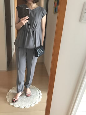 「IENA」｜「アイテム（オールインワン・サロペット）」を使った、リンゴさん（レディース・159cm）の夏コーディネート