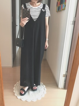 「SHAKA」｜「アイテム（サロペット/オーバーオール）」を使った、リンゴさん（レディース・159cm）の夏コーディネート
