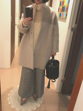 「モヘヤ」｜「アイテム（その他アウター）」を使った、リンゴさん（レディース・159cm）の冬コーディネート