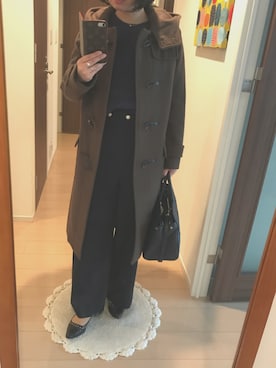 「NANO universe（ナノユニバース）のアイテム（ダッフルコート）」を使った、リンゴさん（レディース・159cm）の冬コーディネート