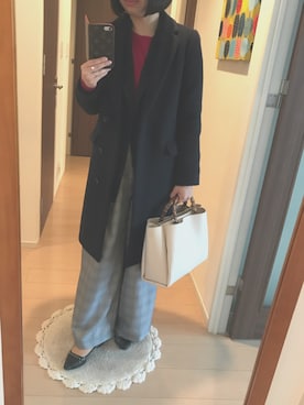 「カシミアニット」｜「アイテム（ジャケット/アウター）」を使った、リンゴさん（レディース・159cm）の冬コーディネート