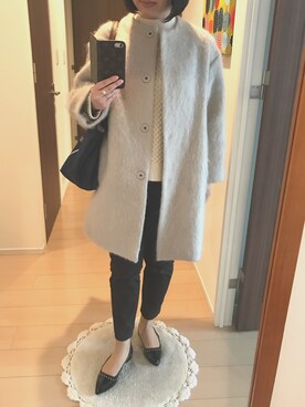 「モヘヤ」｜「アイテム（その他アウター）」を使った、リンゴさん（レディース・159cm）の春コーディネート