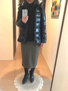 「アイテム（ダウンジャケット/コート、ブルー系）」を使った、リンゴさん（レディース・159cm）の冬コーディネート