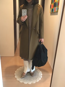 「オリーブ色」｜「アイテム（その他アウター）」を使った、リンゴさん（レディース・159cm）の冬コーディネート