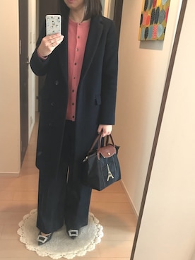 「カシミアニット」｜「アイテム（ジャケット/アウター）」を使った、リンゴさん（レディース・159cm）の冬コーディネート