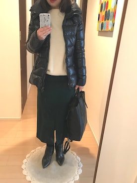 「アイテム（ダウンジャケット/コート、ブルー系）」を使った、リンゴさん（レディース・159cm）の冬コーディネート