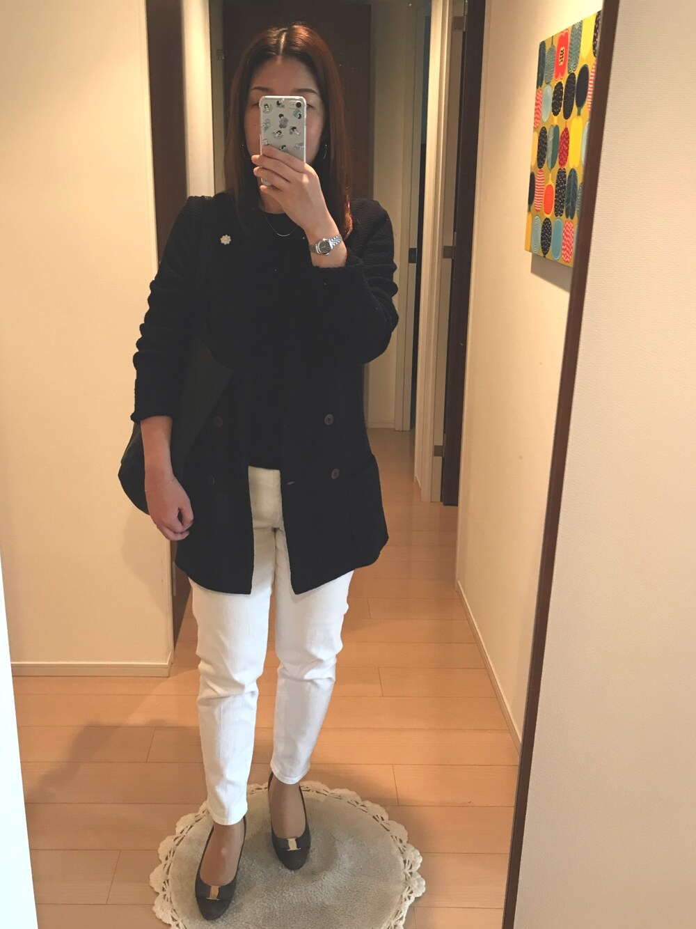 「ジャケパン、腕まくり、ジャケパン女子、lardini、ジャケットスタイル、通勤コーデ、会議」｜「LARDINIのアイテム（ジャケット/アウター、ブルー系）」を使った、リンゴさん（レディース・159cm）の秋コーディネートの1枚目の写真