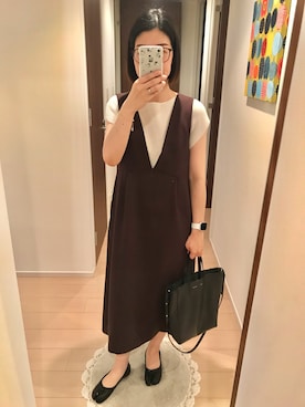F by ROSSO ポンチジャンパースカートを使った人気ファッション 