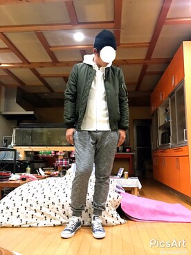 「EDWIN（エドウィン）のアイテム（ブルゾン）」を使った、syun.1128さん（メンズ・187cm）の冬コーディネート