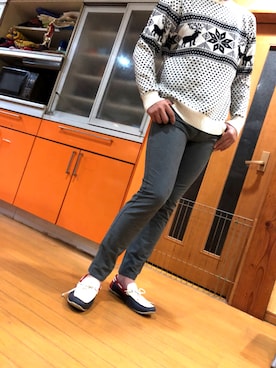 「EDWIN（エドウィン）のアイテム（その他シューズ）」を使った、syun.1128さん（メンズ・187cm）の冬コーディネート