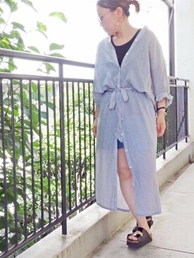 「アイテム（タンクトップ）」を使った、水無川ミワさん（レディース・156cm・40代）の夏コーディネート