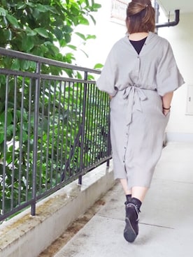 「アイテム（タンクトップ）」を使った、水無川ミワさん（レディース・156cm・40代）の夏コーディネート