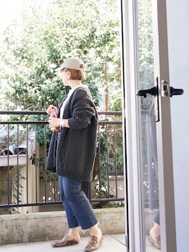 「アイテム（キャップ）」を使った、水無川ミワさん（レディース・156cm・40代）の冬コーディネート