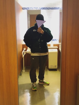 「Supreme x The North Face」｜「アイテム（ダウンジャケット/コート）」を使った、蒼璃さん（メンズ・176cm）の冬コーディネート