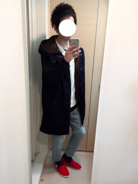 「白ニット」｜「アイテム（モッズコート）」を使った、No-bit-Aさん（メンズ・175cm）の冬コーディネート