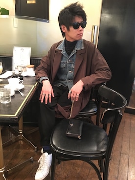 「ATTACHMENT（アタッチメント）のアイテム（デニムジャケット）」を使った、kuronboさん（メンズ・168cm）の冬コーディネート