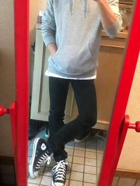 「RAGEBLUE（レイジブルー）の＜トレンドのロング丈＞ワッフルロングカットソー/733404（Tシャツ/カットソー）」を使った、さたくんさん（メンズ・172cm）の秋コーディネート