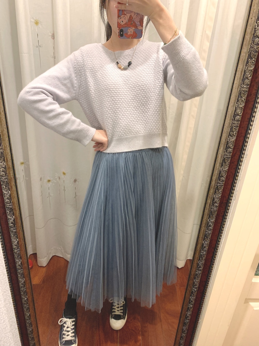 「秋のコーデ、秋冬コーデ、ootd、女の子、今日のコーデ、今日の服」｜「JILL by JILL STUARTのRIBBON KNIT（ニット/セーター、ホワイト系）」を使った、bo♡@珍珠さん（レディース・170cm）の秋コーディネートの1枚目の写真
