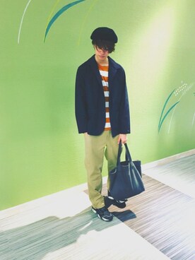 「GU（ジーユー）のアイテム（ジャケット/アウター、ブラック系）」を使った、なおっきーさん（メンズ・185cm）の冬コーディネート