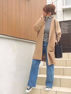 「CIAOPANIC TYPY（チャオパニックティピー）の２WAYバケツバッグ（ショルダーバッグ）」を使った、♥︎ 𝕃𝕆𝕍𝔼 ♥︎さん（レディース・163cm）の冬コーディネート