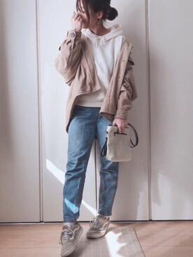 「スウェットパーカー」｜「アイテム（ブルゾン）」を使った、♥︎ 𝕃𝕆𝕍𝔼 ♥︎さん（レディース・163cm）の冬コーディネート