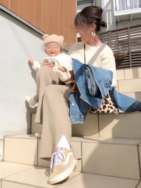 「ワッフルニット」｜「アイテム（ジャケット/アウター）」を使った、♥︎ 𝕃𝕆𝕍𝔼 ♥︎さん（レディース・163cm）の冬コーディネート