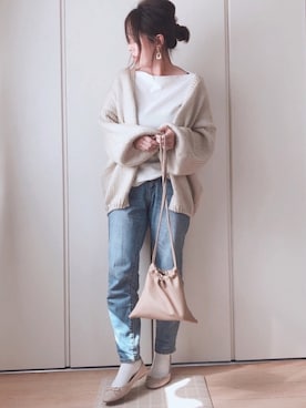 「靴下チラ見せ」｜「アイテム（アクセサリー）」を使った、♥︎ 𝕃𝕆𝕍𝔼 ♥︎さん（レディース・163cm）の春コーディネート