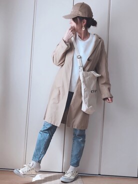 「zozoデニム」｜「アイテム（チェスターコート）」を使った、♥︎ 𝕃𝕆𝕍𝔼 ♥︎さん（レディース・163cm）の春コーディネート