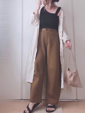 「ジャージーパンツ」｜「アイテム（シャツワンピース）」を使った、♥︎ 𝕃𝕆𝕍𝔼 ♥︎さん（レディース・163cm）の夏コーディネート