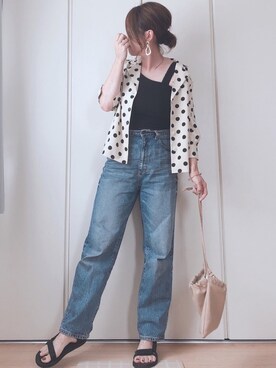 「Leja（レジャ）のアイテム（トップス）」を使った、♥︎ 𝕃𝕆𝕍𝔼 ♥︎さん（レディース・163cm）の夏コーディネート