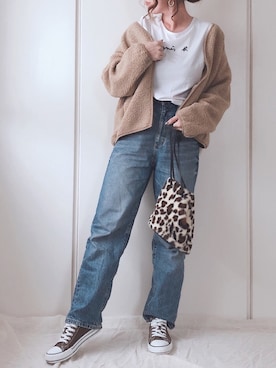 「ボアフリース」｜「アイテム（アクセサリー）」を使った、♥︎ 𝕃𝕆𝕍𝔼 ♥︎さん（レディース・163cm）の秋コーディネート